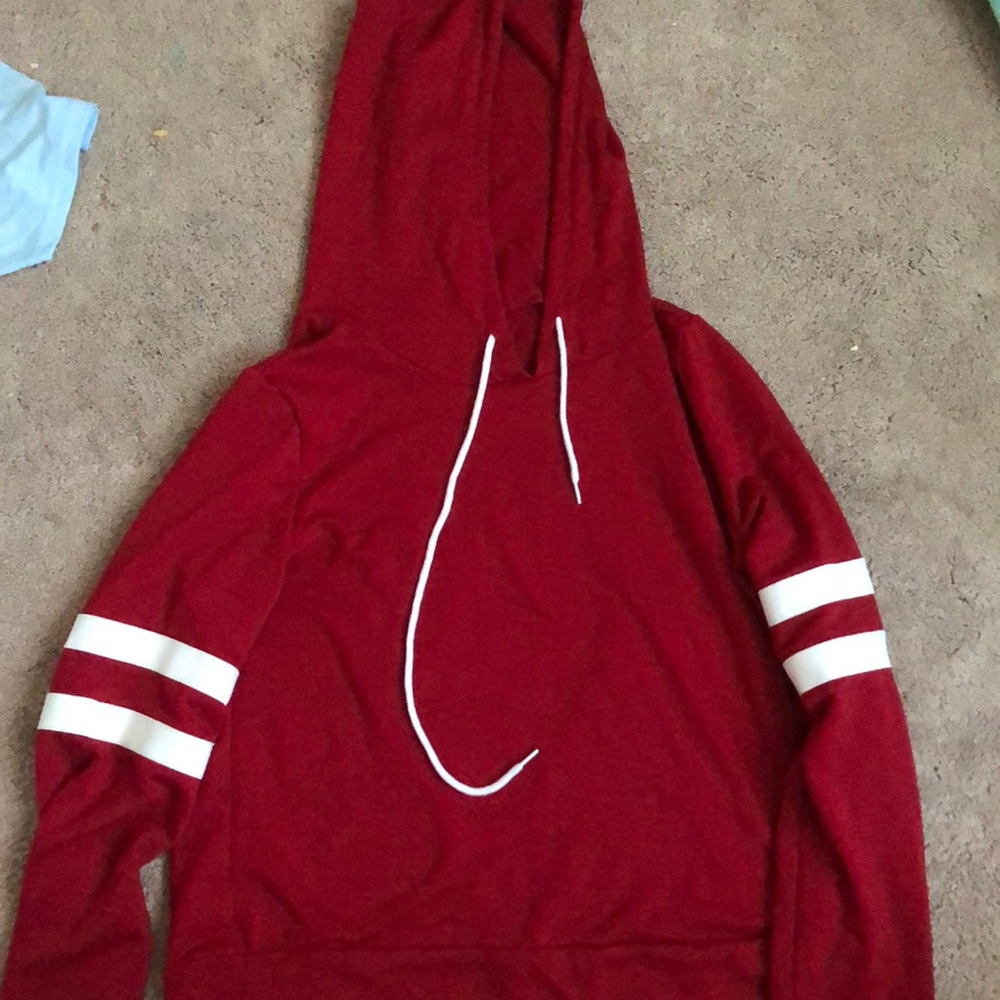 red cropped sweatshirt